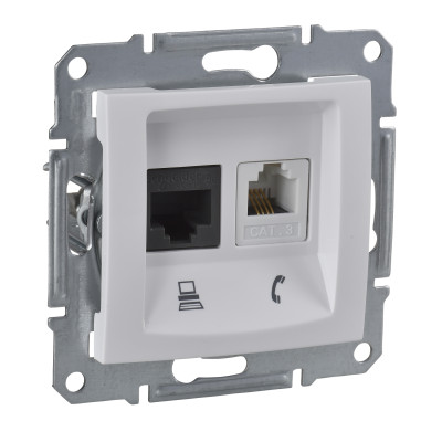 Телефон+Комп`ютерна розетка (RJ45-КАТ. 6 UTP) SEDNA білий SDN5200121
