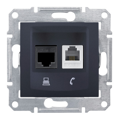 Телефон+Комп`ютерна розетка (RJ45-КАТ. 6 UTP) SEDNA графіт SDN5200170