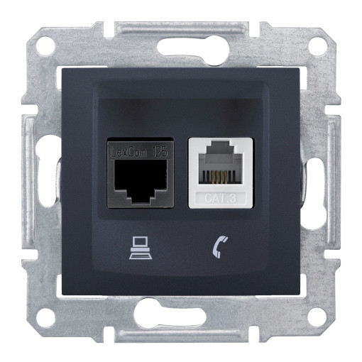 Телефона+Комп`ютерна розетка (RJ45-КАТ. 5е UTP) SEDNA графіт SDN5100170