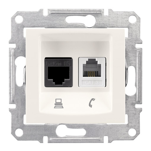 Телефона+Комп`ютерна розетка (RJ45-КАТ. 5е UTP) SEDNA слонова кістка SDN5100123