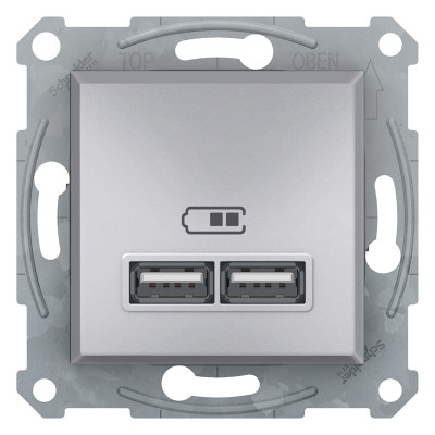 USB розетка 2,1A алюминий ASFORA EPH2700261