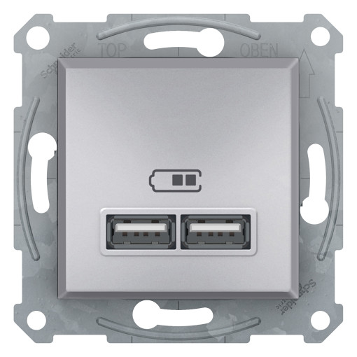 USB розетка 2,1A алюминий ASFORA EPH2700261