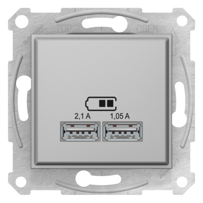USB розетка SEDNA 2,1A алюминий SDN2710260