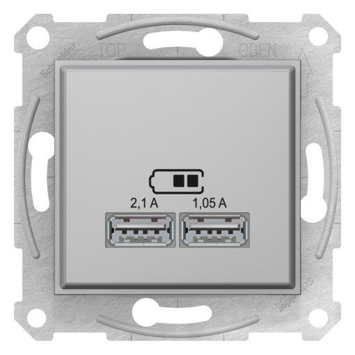 USB розетка SEDNA 2,1A алюминий SDN2710260