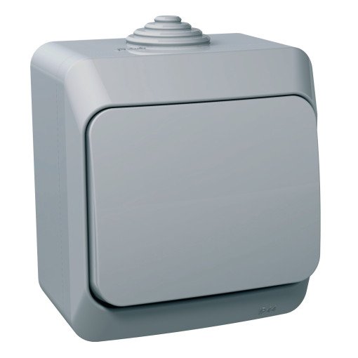 Вимикач накладний 1-клавішний Schneider Electric Cedar Plus, IP44, сірий WDE000610