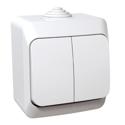 Выключатель накладний 2-клавишный Schneider Electric Cedar Plus, IP44, белый WDE000550