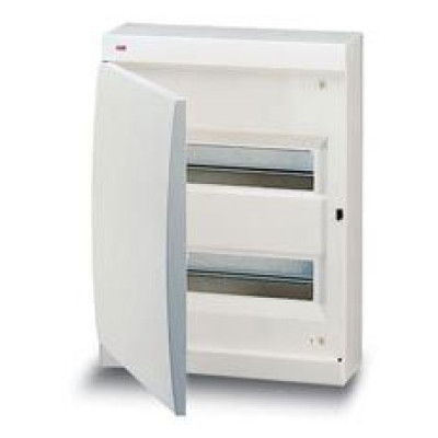 Бокс настінний ABB Unibox на 24 модулів, колір білий з білими дверцятами IP40