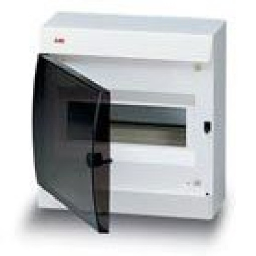 Бокс настенный ABB Unibox на 8 модулей, цвет белый с прозрачной дымчатой дверцей IP40