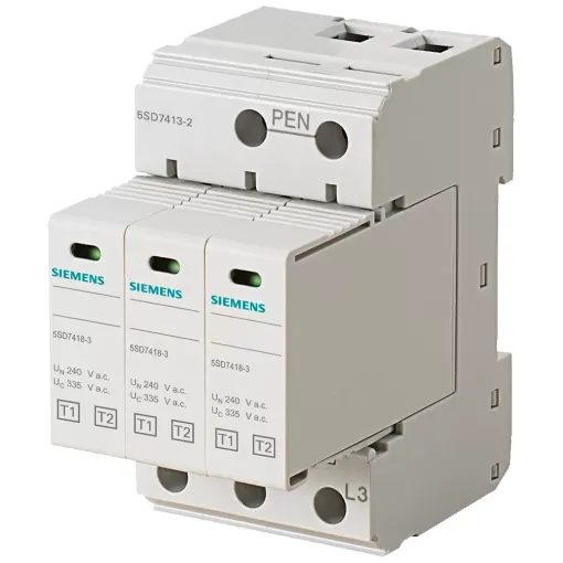 Разрядник молниезащиты тип 1, UN 240/400V, UC 335V A.C., PLUGGABLE PROTECTION MODULES, 3+0 CIRCUIT (TN-C), WIDTH 54MM