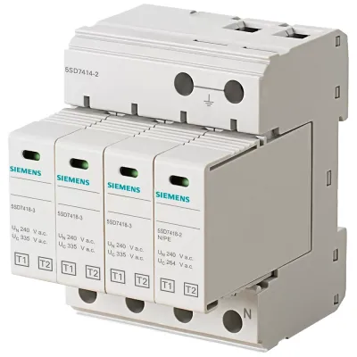 Розрядників блискавкозахисту тип 1, UN 240/400V, UC 335/264V AC, PLUGGABLE PROTECTION MODULES, 3 + 1 CIRCUIT (TN-S, TT), WIDTH 72MM Siemens 5SD7414-2