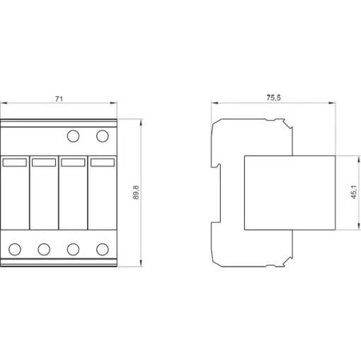Розрядників блискавкозахисту тип 1, UN 240/400V, UC 335/264V AC, PLUGGABLE PROTECTION MODULES, 3 + 1 CIRCUIT (TN-S, TT), WIDTH 72MM