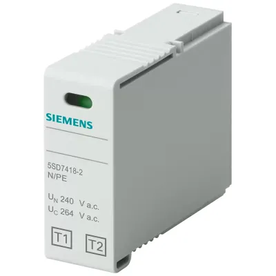 Втычной модуль T1/T2, N-PE, NOMINAL VOLTAGE UN 240V A.C. UC 264V A.C., IIMP 50KA, ONLY FOR 5SD7414-2 (3) Siemens 5SD7418-2