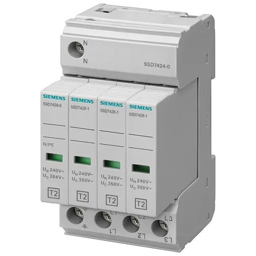 Обмежувачі перенапруги тип 2 REQUIREMENT категорія C, UC 350V PLUG-IN PROTECTION BLOCKS 4пол., 3 + 1 CIRCUIT для TN-S AND TT SYSTEMS NARROW DESIGN