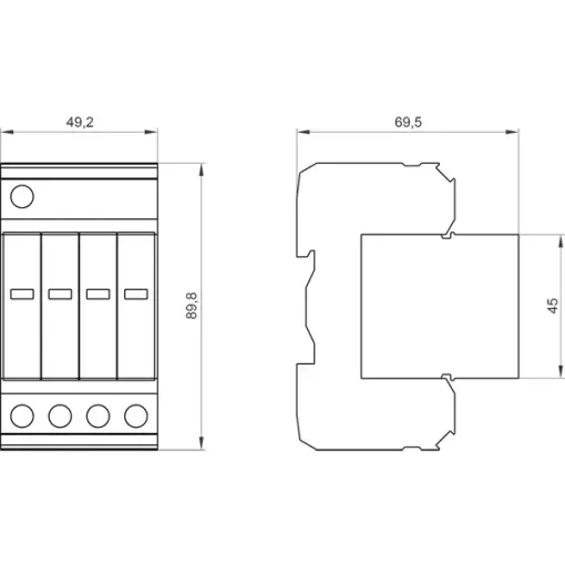 Обмежувачі перенапруги тип 2 REQUIREMENT категорія C, UC 350V PLUG-IN PROTECTION BLOCKS 4пол., 3 + 1 CIRCUIT для TN-S AND TT SYSTEMS NARROW DESIGN