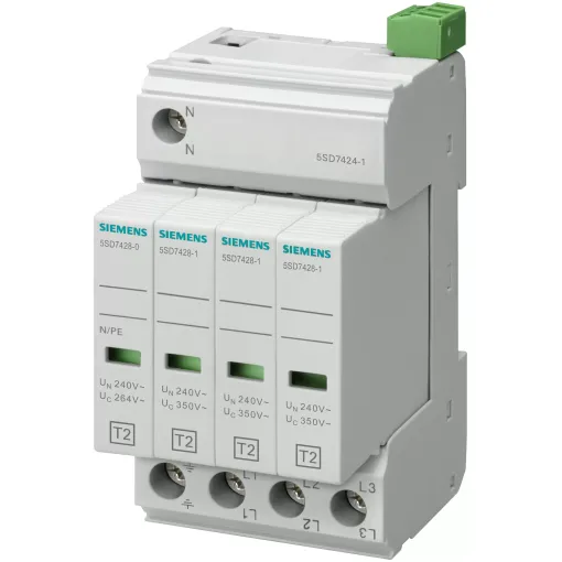 Обмежувачі перенапруги тип 2 REQUIREMENT категорія C, UC 350V PLUG-IN PROTECTION BLOCKS 4пол., 3 + 1 CIRCUIT для TN-S AND TT SYSTEMS W. REMOTE DISPLAY, NARROW DESIGN