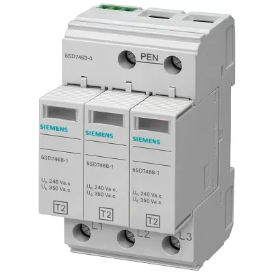 Ограничитель перенапряжений тип 2 REQUIREMENT категория C, UC 350V PLUG-IN PROTECTION BLOCKS 3-полюса, 3+0 CIRCUIT для TNC SYSTEMS Siemens 5SD7463-0