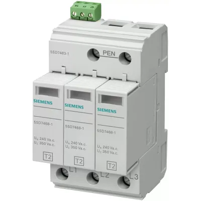 Ограничитель перенапряжений тип 2 REQUIREMENT категория C, UC 350V PLUG-IN PROTECTION BLOCKS 3-полюса, 3+0 CIRCUIT для TNC SYSTEMS W. REMOTE DISPLAY Siemens 5SD7463-1