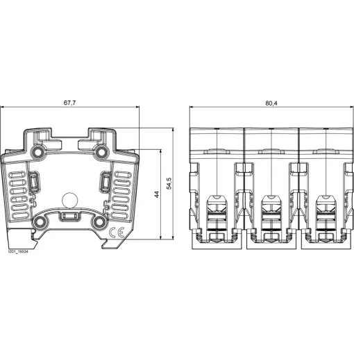 NEOZED, підстава, D01, 3-пол., 16 A, Un AC: 400 V, Un DC: 250 V