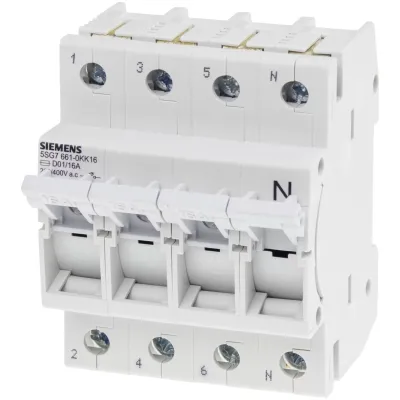 Разъединитель MINIZED D01 16A 400V 3P+N для предохранителей 2-16A Siemens 5SG7661-0KK16