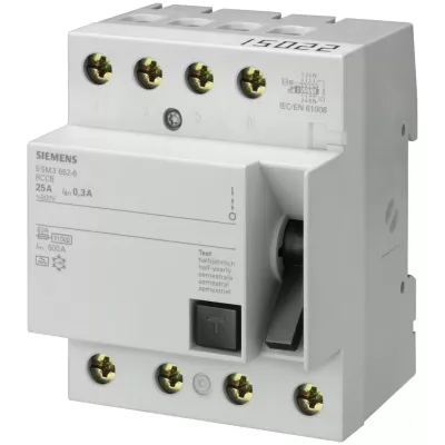 Residual current operated circuit breaker, 4-pole, type AC, In: 100 A, 100 mA, Un AC: 400 V Siemens 5SM3448-0