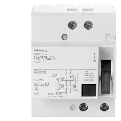 Узо тип B устан.глубіна = 70мм 16A 2-пол. IFN 300MA 400V 2мод. задержка за часом Siemens 5SM3621-4 Узо тип B устан.глубіна = 70мм 16A 2-пол. IFN 300MA 400V 2мод. задержка за часом Siemens 5SM3621-4