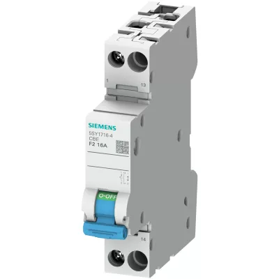 Авт.выключатель защиты приборов 1-пол. с доп.конт. но, хар-ка F2 6A 230 V AC 50/60 Hz 60 V DC Icn 3 kA AC согласно мэк 60934 Siemens 5SY1706-4