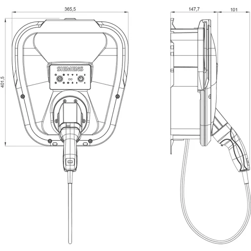 Зарядний пристрій VersiCharge IEC 3PHx32A режим CHRG 3, IEC 61851 230в 50/60гц кабель длина 7м муфта тип 2 IEC 62196 IP56 пуск/стоп/затримка