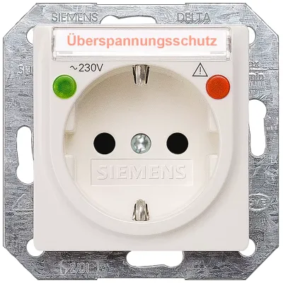I-SYSTEM розетка SCHUKO электробелый с защитой от перенапряжения и прикосновения, с полем для надписи и индикатором статуса, 55MM X 55MM Siemens 5UB1556 I-SYSTEM розетка SCHUKO электробелый с защитой от перенапряжения и прикосновения, с полем для надписи и индикатором статуса, 55MM X 55MM Siemens 5UB1556