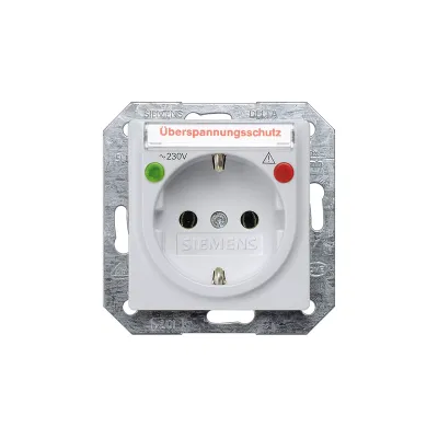 DELTA I-SYSTEM алюминевый металлик розетка SCHUKO 10/16а 250в с защитой от перенапряжений, функциональными индикаторами и полем для надписи эл.-мех.часть Siemens 5UB1936