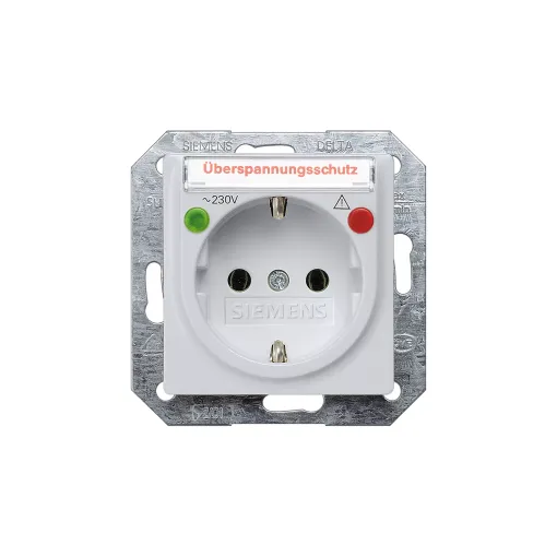 DELTA I-SYSTEM алюминевый металлик розетка SCHUKO 10/16а 250в с защитой от перенапряжений, функциональными индикаторами и полем для надписи эл.-мех.часть