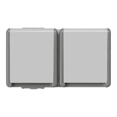 DELTA FLACHE розетка SCHUKO 2-местная с крышками 10A DC/16а AC 250в IP44 горизонтального расположения навесного монтажа брызгозащищенная Siemens 5UB4722