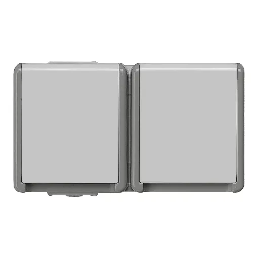 DELTA FLACHE розетка SCHUKO 2-місцева з кришкою 10A DC/16а AC 250в IP44 горизонтального розташування навісного монтажу бризкоозахищеним
