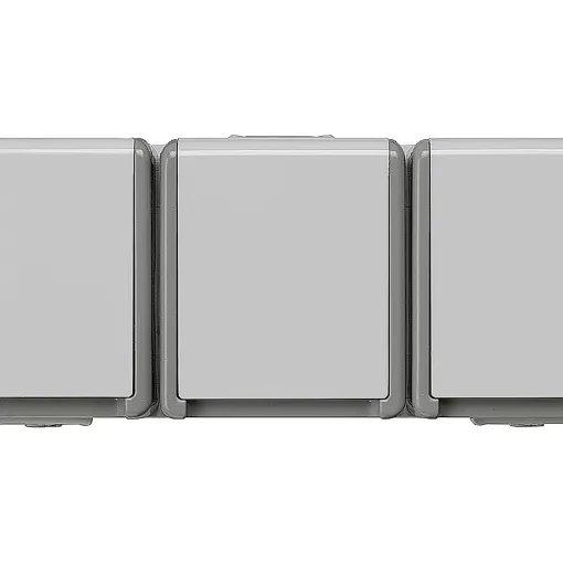 DELTA FLACHE розетка SCHUKO 3-місцева з кришкою 10A DC/16а AC 250в IP44 горизонтального розташування навісного монтажу бризкоозахищеним