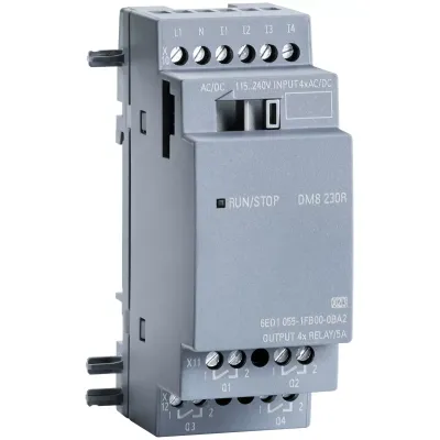 SIPLUS LOGO! DM8 230V, модуль розширення, робоча температура -40 ... + 70°C, пуск при -25°C, зі стійким покриттям, на основі 6ED1055-1FB00-0BA2 . модуль розширення, напруга живлення / входів / виходів: 230 в/230 в/реле, ширина 2TE, 4 DI/4 DO, для LOGO! 8 
