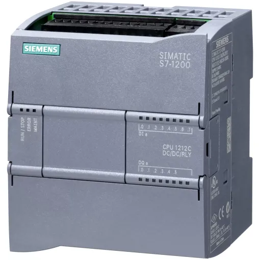 SIPLUS S7-1200, компактне цпу 1212C DC/DC/RLY, для важких умов застосування, зі стійким покриттям, на основі 6ES7212-1HE40-0xb0 . компактне цпу, DC / DC / RLY, вбудовані входи / виходи: 8 DI =24 в, 6 DO реле 2A, 2 AI =0-10 в, живлення: =20,4-28,8 в, пам