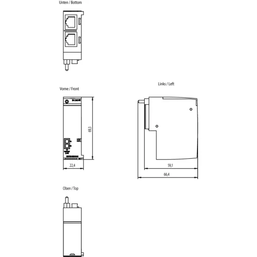 SIMATIC, шинний адаптер BA 2X RJ45, 2 роз\'єми RJ45 для підключення до мережі PROFINET