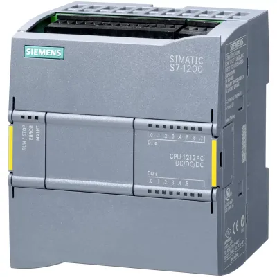 SIMATIC S7-1200F, цпу 1212 FC, компактное цпу, DC/DC/DC, встроенные входы/выходы: 8 DI =24 в, 6 DO =24 в, 2 AI =0 - 10 в, питание: =20,4 - 28,8 в, память программы/такнных — 100 кб 6ES7212-1AF40-0XB0