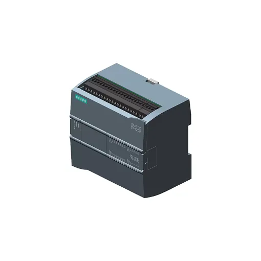 SIMATIC S7-1200, компактное цпу CPU 1214C DC/DC/DC, встроенные входы/выходы: 14 DI =24 в, 10 DO =24 в, 2 AI =0 - 10 в, блок питания: =20.4 - 28.8 в, память программы/данных: 75 кб