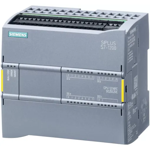 SIMATIC S7-1200F, відмовобезпечне компактне цпу CPU 1214 FC DC/DC/RLY, вбудовані входи/виходи: 14 DI =24 в, 10 DO реле 2 A, 2 AI =0 - 10 в, блок живлення: =20.4-28.8 в, пам\'ять програми / даних: 75 кб