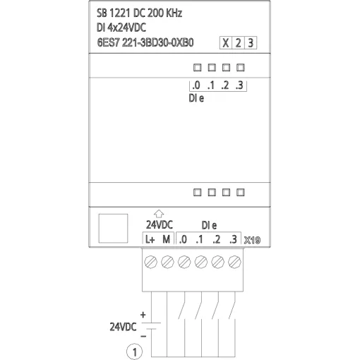 SIMATIC S7-1200, сигнальна плата дискретного вводу/виводу SB 1221, 4DI, =24в 200кгц