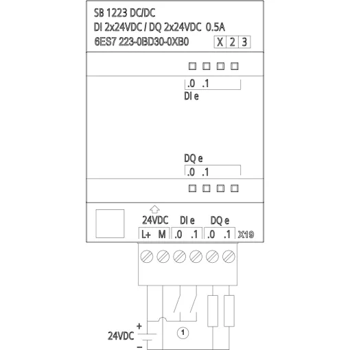 SIMATIC S7-1200, системна плата дискретного вводу/виводу SB 1223, 2 DI / 2 DO, 2 DI =24 в/2 DO =24 в