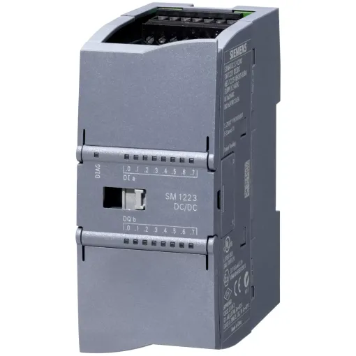 SIMATIC S7-1200, модуль дискретного вводу-виводу SM 1223, 8DI / 8DO, 8DI =24 в, входи SINK / SOURCE, 8DO, транзисторні виходи 0,5 A