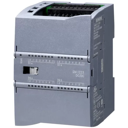 SIMATIC S7-1200, модуль дискретного вводу-виводу SM 1223, 16DI / 16DO, 16DI =24 в, входи SINK/SOURCE, 16DO, транзисторні виходи 0,5 A