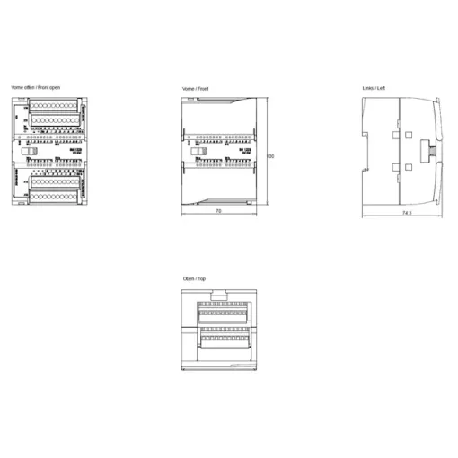 SIMATIC S7-1200, модуль дискретного вводу-виводу SM 1223, 16DI / 16DO, 16DI =24 в, входи SINK/SOURCE, 16DO, транзисторні виходи 0,5 A