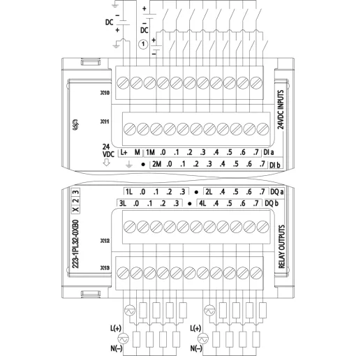 SIMATIC S7-1200, модуль дискретного вводу-виводу SM 1223, 16DI / 16DO, 16DI =24 в, входи SINK/SOURCE, 16DO, релейні виходи 2 A