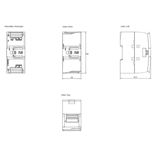 SIMATIC S7-1200, модуль аналогового ввода SM 1231, 4 AI, +/-10 в, +/-5 в, +/-2,5 в, +/-1,25 или 0-20 MA/4-20 MA, 15 бит + знак