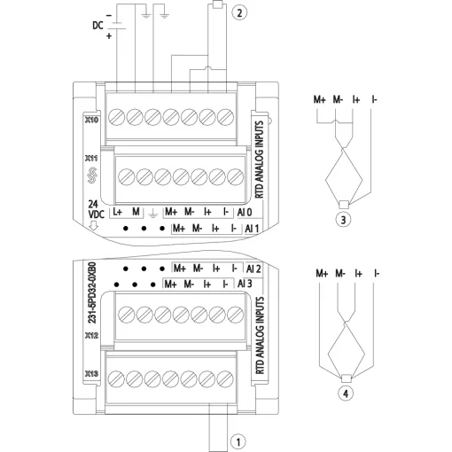 SIMATIC S7-1200, модуль аналогового ввода SM 1231 RTD 4 X AI RTD, 4-канальный модуль термосопротивлений