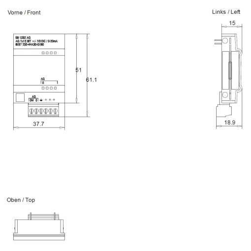 SIMATIC S7-1200, плата аналогового виводу SB 1232, 1 AO, +/-10 в (12 біт) або 0 - 20 MA (11 біт)