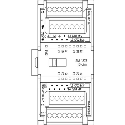SIMATIC S7-1200, модуль IO-LINK MASTER SM 1278, 4 канала IO-LINK MASTER, версия IO-LINK MASTER V1.1