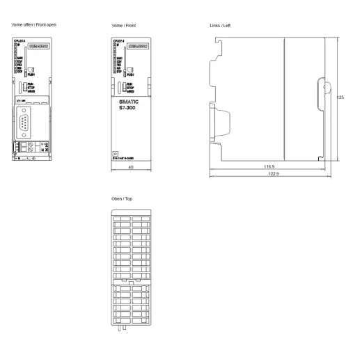 SIMATIC S7-300, цпу CPU 314 з інтерфейсом MPI, вбудований блок живлення =24 в, 128 кбайта робочої пам\'яті, для роботи необхідна карта пам\'яті MICRO MEMORY CARD